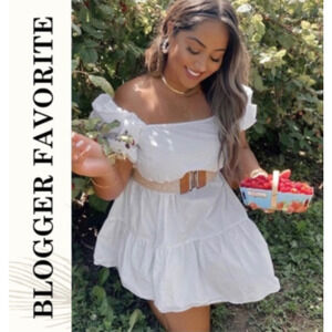HM NWT BLOGGER FAV COTTON TIERD HIPPIE BOHO CHIC WESTERN WHITE DRESS LARGE